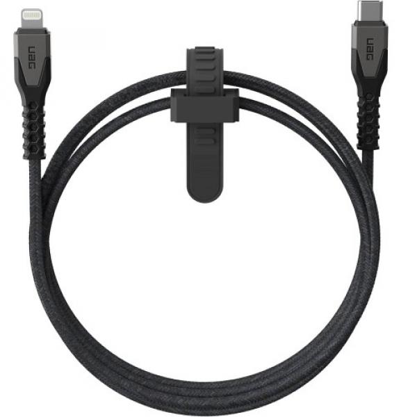 Kabel do ładowania / transmisji danych UAG Rugged Cable USB-C do Lightning, 30W, 480Mbps, 1.5m, czarno-szary