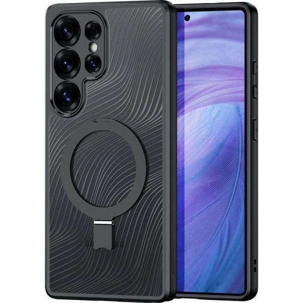 Etui Dux Ducis Aimo Mag Magnetic Stand do Galaxy S25 Ultra, przezroczyste z czarną ramką