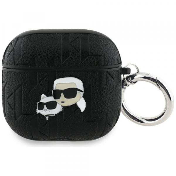 Etui Karl Lagerfeld Monogram Karl & Choupette Head do AirPods 4, czarne