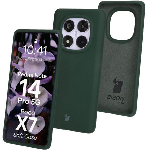 Silikonowe etui Bizon Soft Case do Xiaomi Redmi Note 14 Pro 5G / Poco X7, ciemnozielone