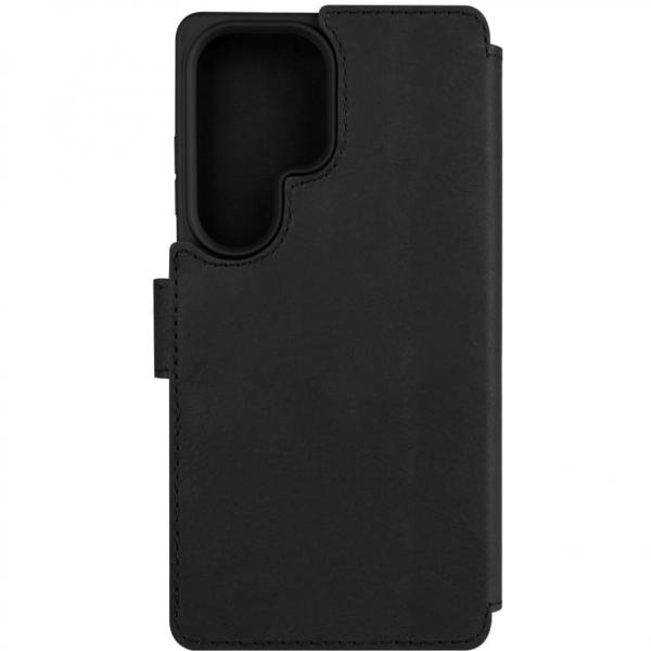 Etui zamykane z naturalnej skóry Fixed ProFit do Galaxy S25 Ultra, czarne