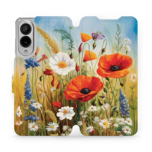 Etui z klapką do Galaxy S25 Edge, Mobiwear Book, łąkowe kwiaty