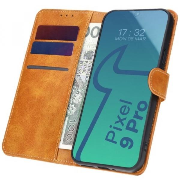 Etui z klapką Bizon Case Pocket do Google Pixel 9 Pro XL, brązowe