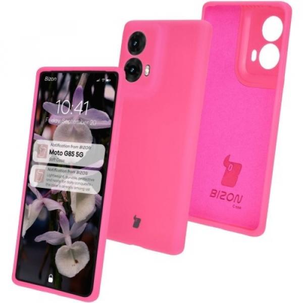 Silikonowe etui Bizon Soft Case do Motorola Moto G85 5G, neonowo-różowe