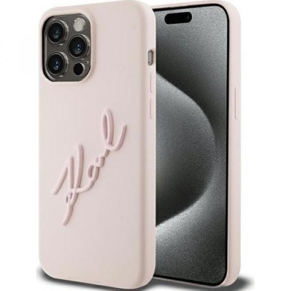 Etui Karl Lagerfeld Hard Case Silicone Karl Script do iPhone 15 Pro Max, różowe