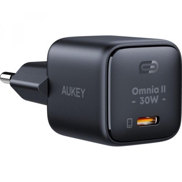 Ładowarka sieciowa Aukey Omnia II Mini 30W, USB-C, PD, czarna