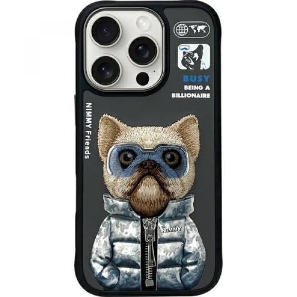 Etui Nimmy Cool&Cute 2.0 Dog do iPhone 16 Pro Max, czarne z pieskiem