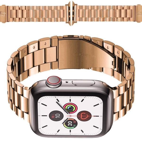 Pasek ze stali nierdzewnej Bizon Strap Watch Aura do Apple Watch 41/40/38 mm, różowozłoty