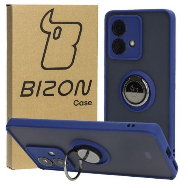 Etui z uchwytem na palec Bizon Case Hybrid Ring do Motorola Edge 40 Neo, przydymione z granatową ramką