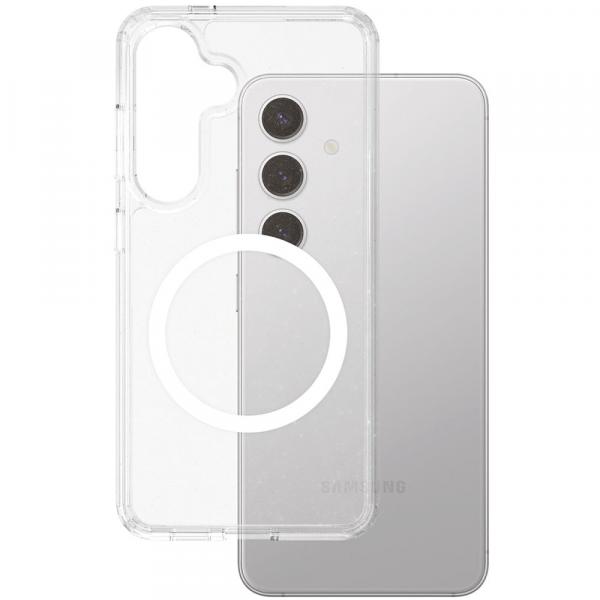 Etui CARE by PanzerGlass Flagship Urban Combat Qi do Galaxy S25 Plus, przezroczyste z brokatem