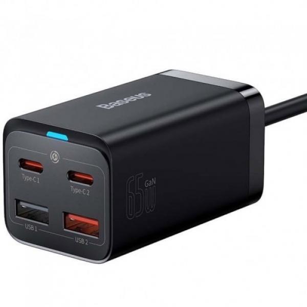 Ładowarka sieciowa Baseus GaN3 Pro 2x USB-C, 2x USB-A 65W, czarna