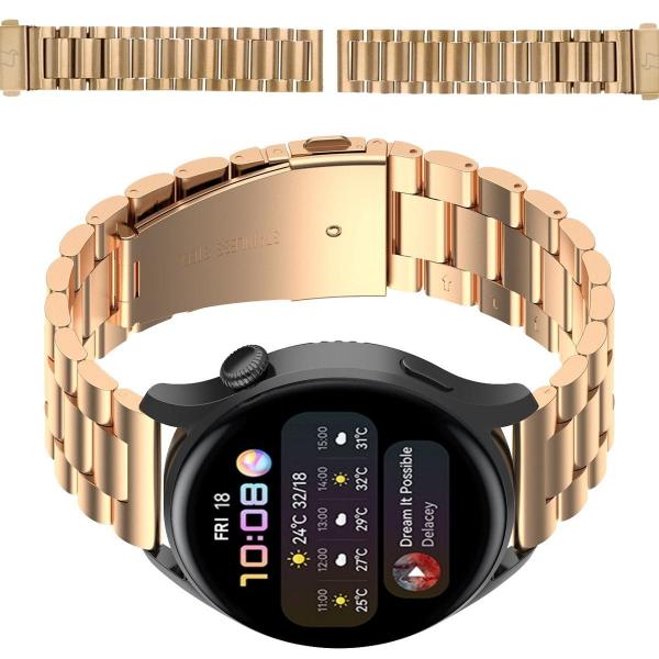 Pasek ze stali nierdzewnej do smartwatcha, Bizon Strap Watch Aura, QuickRelease 18 mm, różowozłoty