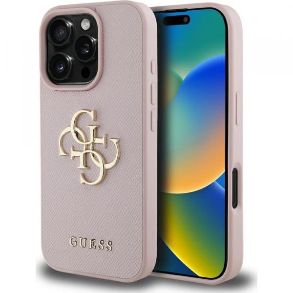Etui Guess Grained Big 4G Small Classic Logo do iPhone 16 Pro, różowe