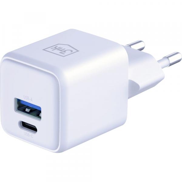 Ładowarka sieciowa 3mk Hyper GaN Charger 20W, 1x USB-A QC 4+, 1x USB-C PD, biała