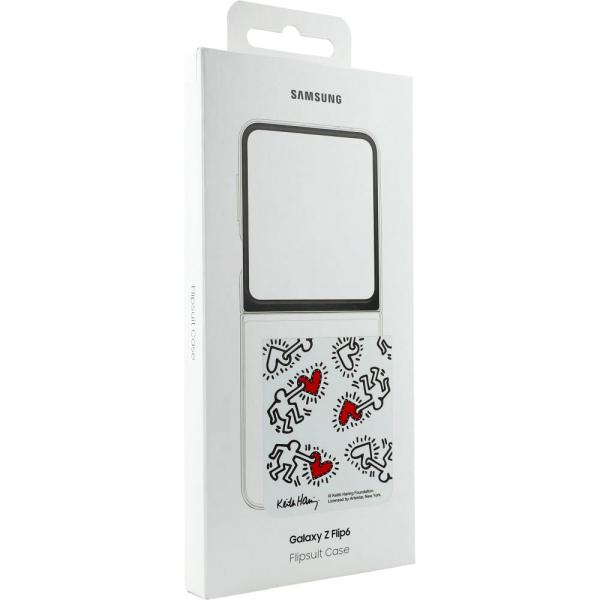 OUTLET: Etui Samsung FlipSuit do Galaxy Z Flip6, przezroczyste z wymienną płytką Keith Haring