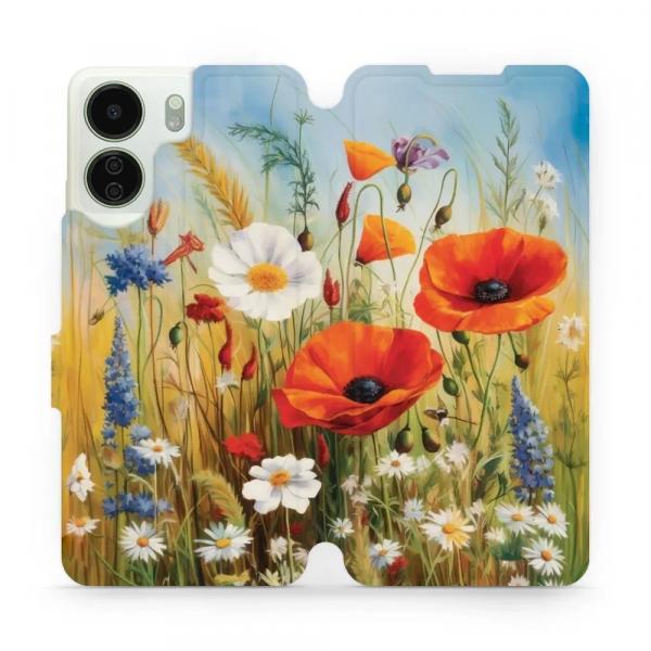 Etui z klapką do Xiaomi Redmi 13C 4G, Mobiwear Book, łąkowe kwiaty